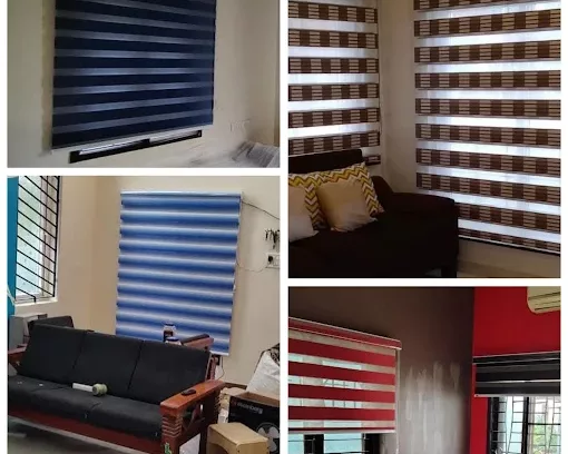 Zebra roller blinds installed by M R Venetians across residential rooms
